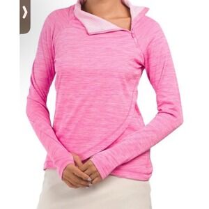 IBKUL NEW Womens UPF50 Asymmetrical Zip Pullover Hot‎ Pink Size Small Pinehurst